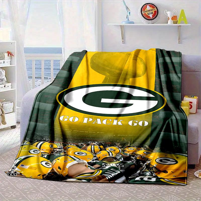 Green Bay Packers Logo Portable Blanket/Soft Blanket Bedding Blanket Suitable for Travel Camping Living Rooms Offices Sofas Fan Gifts