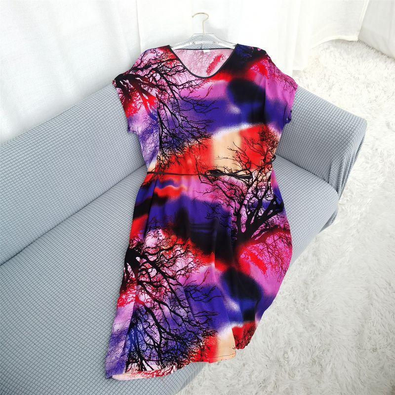 Multi-Color Silk Cotton Dress Home Wear Shoelace round Collar Skirt Special Treatment Rayon Nightdress for Women