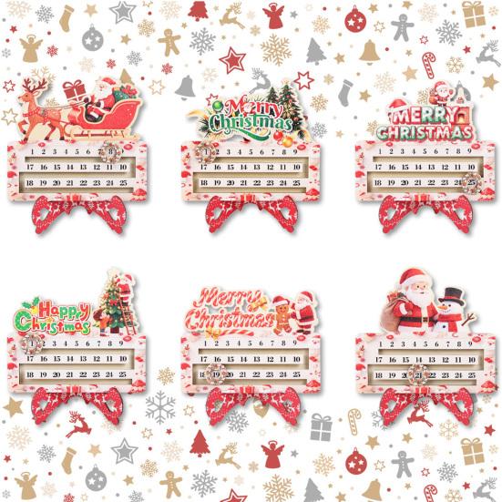 Creative Christmas Gift Wooden Countdown Calendar for Desk, Rustic Holiday Decoration with Reusable Sliding Date Marker, Living Room Fireplace