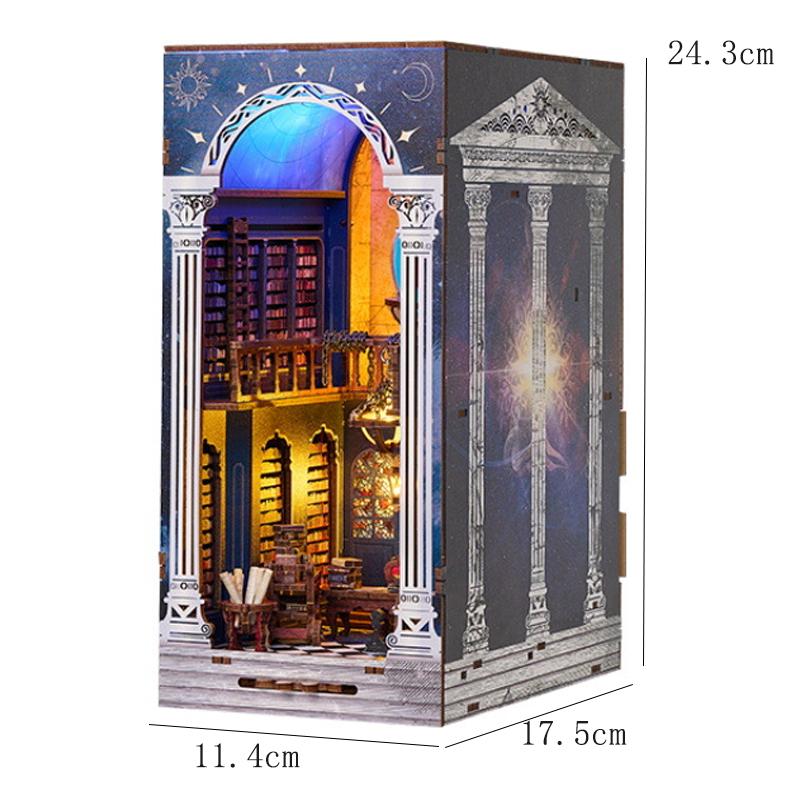 DIY Book Nook Kit Magic House Wooden 3D Puzzle Bookshelf Insert Decor Dollhouse Model Bookend Building Home Decoration Gifts