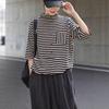 Women's Artistic Striped Long Sleeve Sweatshirt - Spring/Autumn Casual Loose Fit Round Neck Top