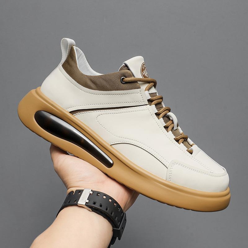 Casual Leather Shoes Men's Soft Sole Lightweight Breathable Fashion Trend Men's Shoes 2025 New Lace-up Round Head Sports Casual Shoes