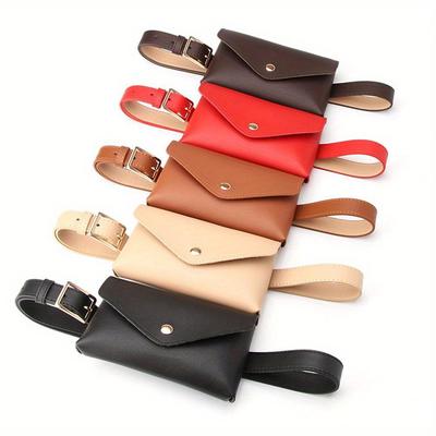 Women Waist Bag Leather Fanny Pack Chest Bag Women's Belt Fashion Pin Buckle Thin Belt Bag