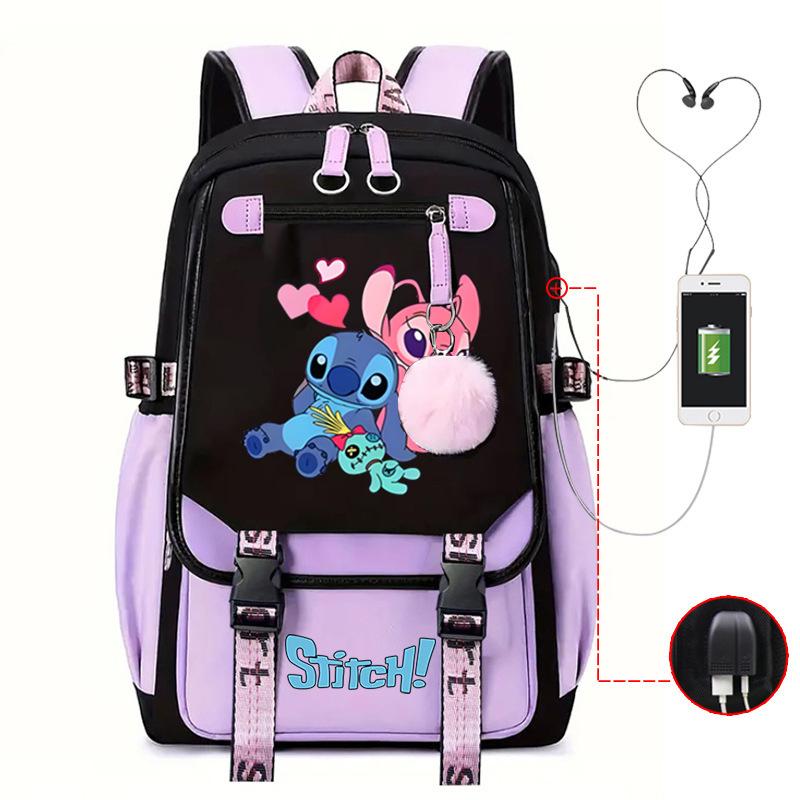 Cartoon Schoolbag Junior High School Student High School Student With Usb Multi-Function Student Schoolbag