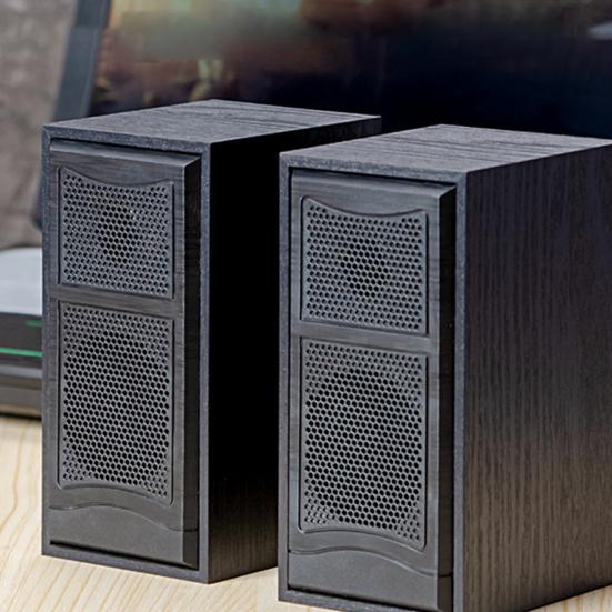 1 Pair Computer Speakers USB Powered Surround Sound Natural Wood Enclosure Wired Desktop Loudspeakers for Laptop