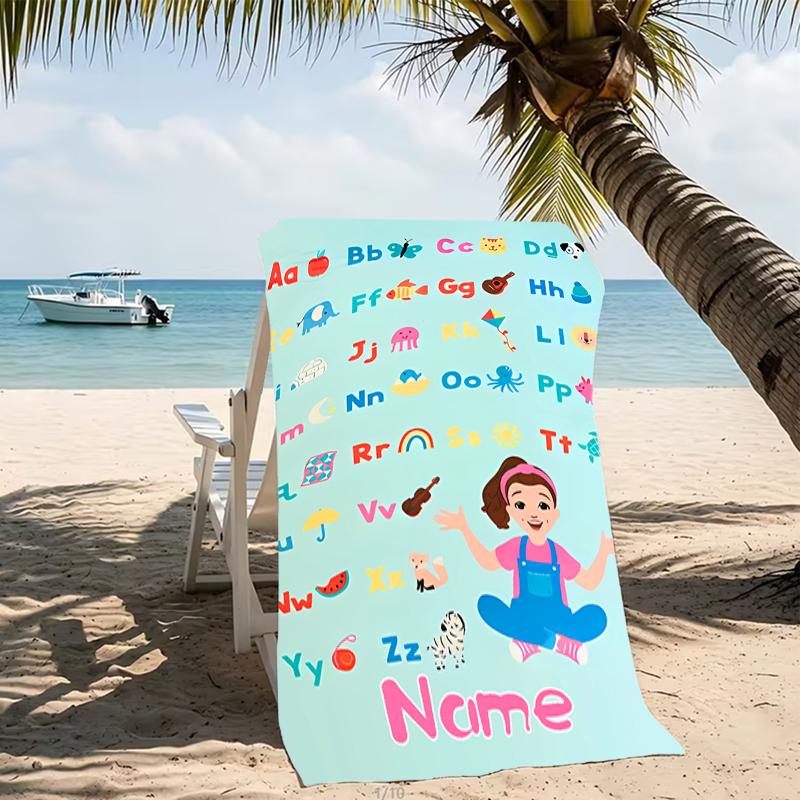 Customizable personalized beach towels Ms. Rachel themed designs.Suitable for the beach, yoga, sports;ideal as beach accessories