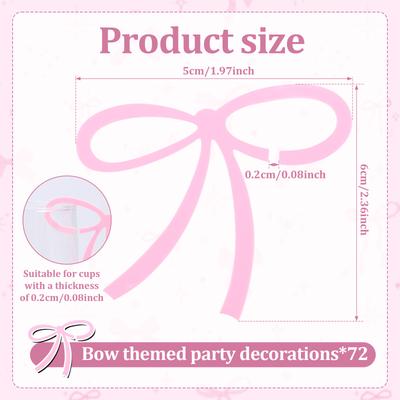 72Pcs Bows Drink Tags Bow Drink Tag Charm Engagement Party Goblet Glass Accessories Anniversary Decoration Birthday Party Gifts