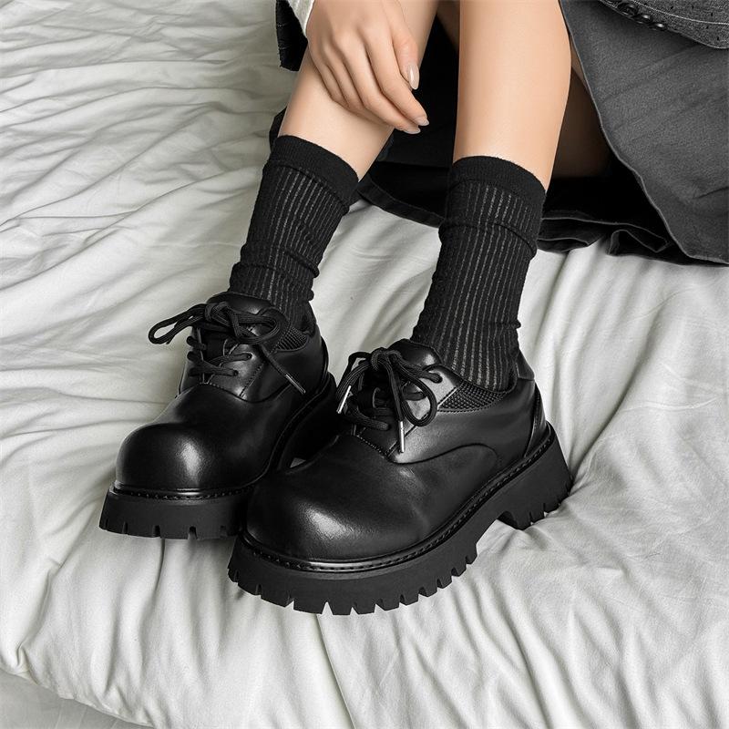 

Men s shoes 2025 new Mickey Derby shoes niche tooling platform heightening couple leather shoes 15151-13131-T 39