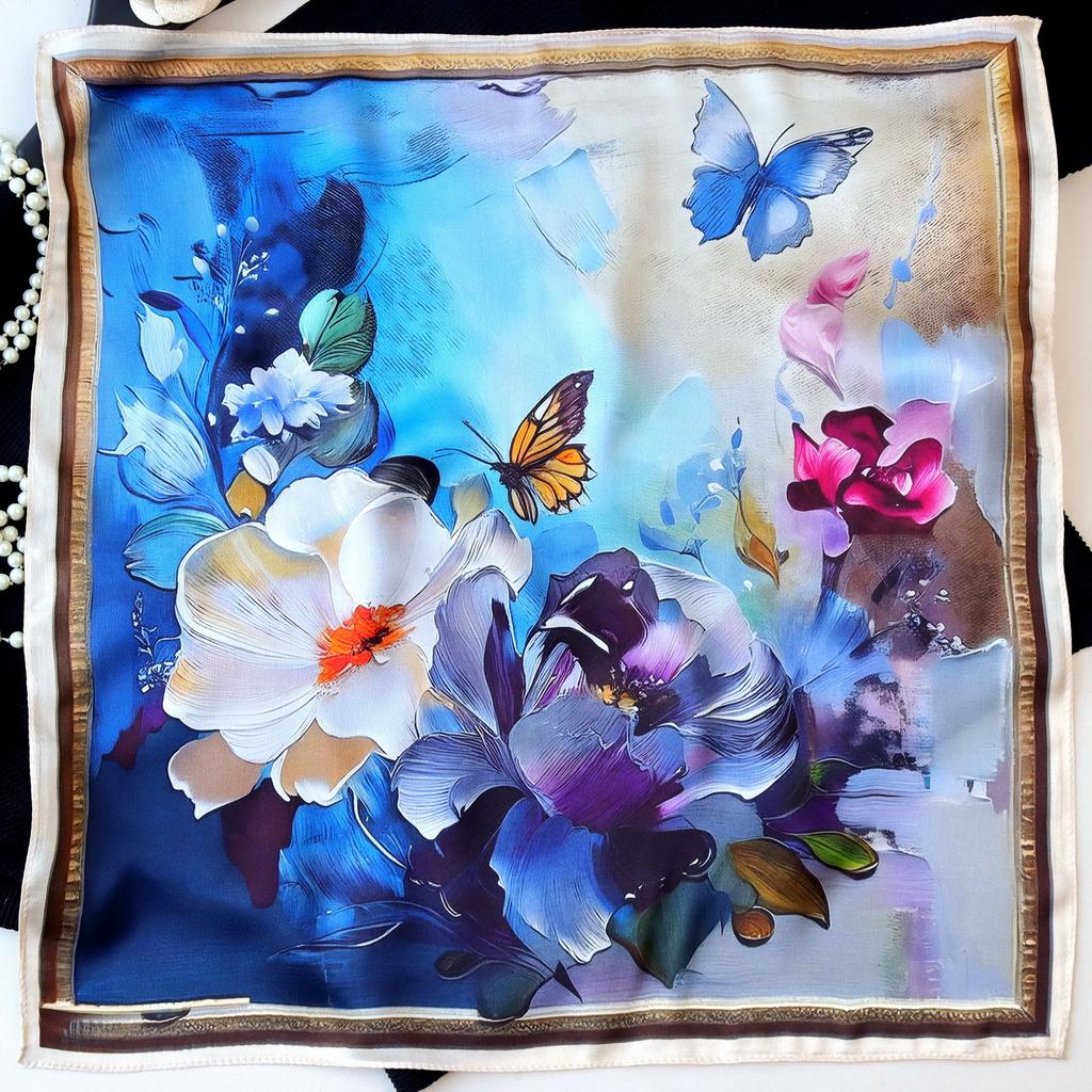 Neuer 100% Naturseide Schal Halstuch Foulard Damen Bandana Schals Frauen Hijab Schal Wickeltuch Quadratisches Kopftuch