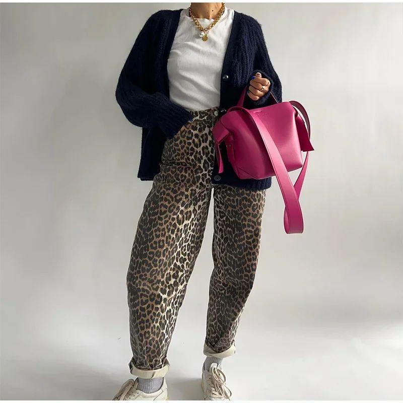 Leopard Print Casual Pants Fashion Sexy Street Style High Waist Straight-leg Leopard Print Casual Pants