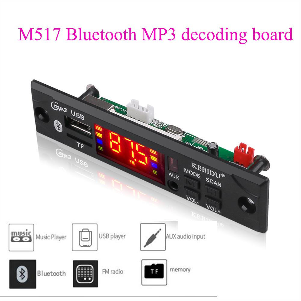 6-24V Bluetooth MP3 Decodificação Board Player MP3 Rádio Automóvel FM Bluetooth 5.0 Módulo de alto-falante Placa decodificadora de áudio Display colorido