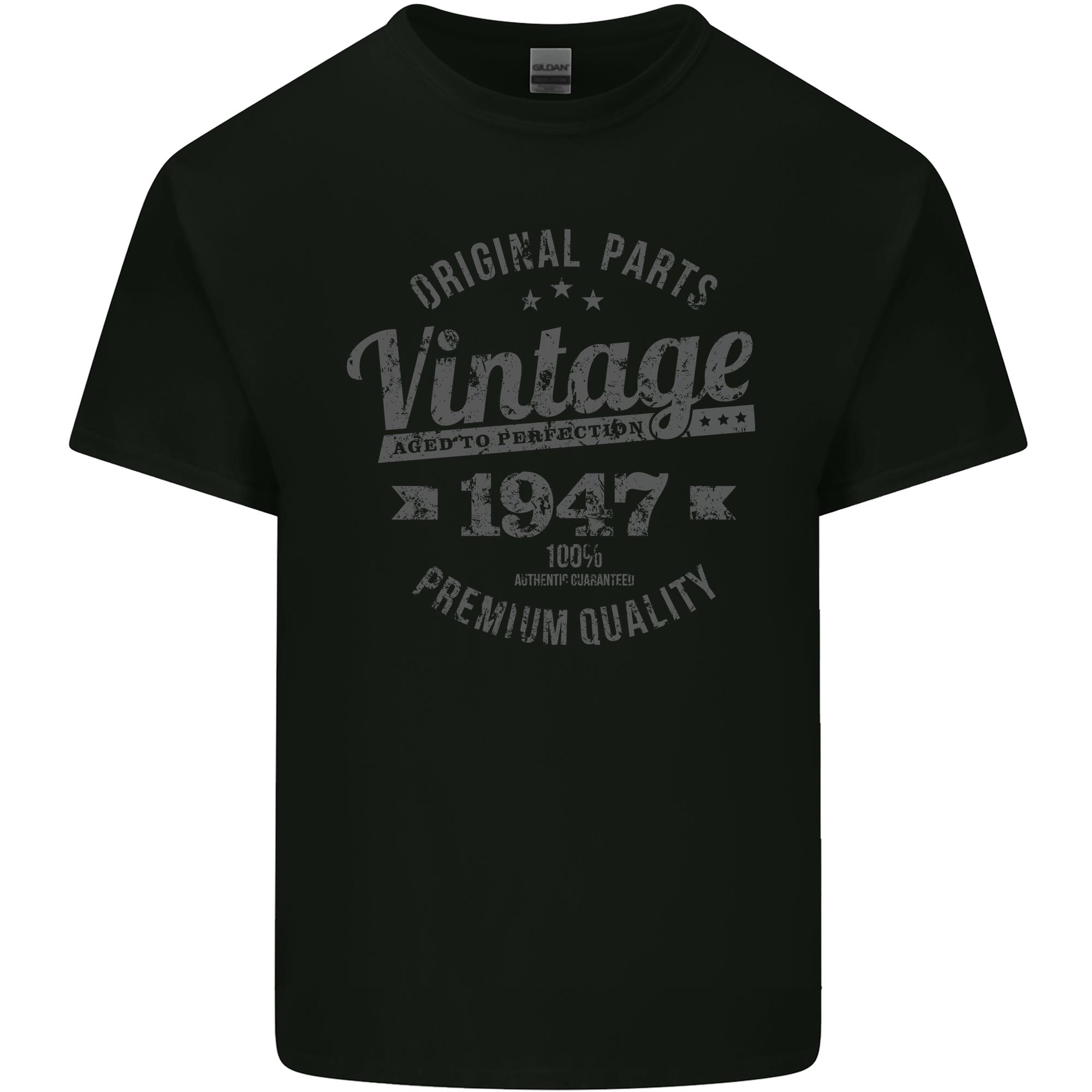 Vintage Year 79th Birthday 1947 Unisexs Light Cotton TShirt Black S