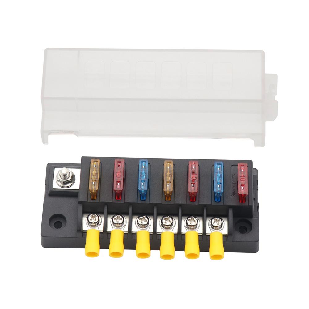 6-Way Compact Fuse Box with Single Input and 6 Outputs