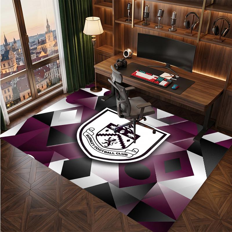Burnley Football Print Crystal Velvet Rug, Comfortable Water Absorbent Non Slip Indoor Floor Carpet