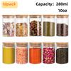 Glass Jar with Bamboo Lid 280ml 10oz Glass Food Storage Container, Suitable for Kitchen Spice Jars, Coffee Jars, Dried Fruit Jar