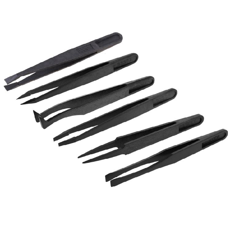 6pcs Anti-static Tweezers Plastic Soft Elastic Set Industrial Repair Hand Tools
