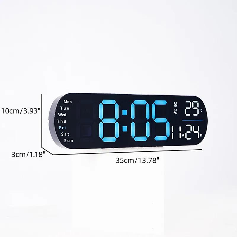 13,78 Zoll Fernbedienung Digitale Wanduhr Stimmungsbeleuchtung Timing Countdown 2 Alarme Auto Dimmer DST Plug In Verwendung LED Wecker