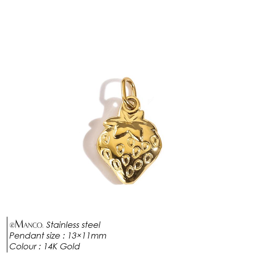 eManco Stainless Steel Charms Bohemian Style Fruit Elements Strawberry, Pineapple, Cherry Summer Trendy Jewelry Pendant