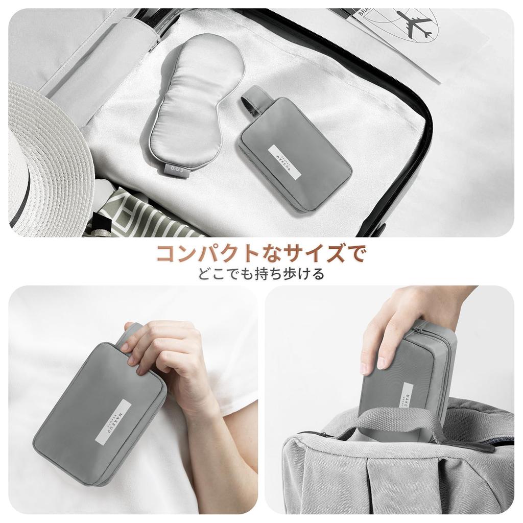 Keilend Makeup Small Cosmetic Pouch for with Handle for Cosmetic Perfect for Travel and Business Gray Pouch, Portable, Travel, Women, Divided,