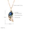 Blue Natural Zircon Pendant Necklace For Women  Rose Gold And Black Plating Vintage Crystal Leaf Daily Fine Jewelry