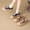 Retro Cowhide Little White Shoes Women's New Versatile Casual Muffin Board Shoes Lightweight Thick-soled Heightening Shoes Women