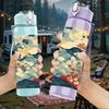 1PC Sea Turtle Coral Reef Ocean 750ml Color Plastic Sports Water Bottle Leakproof Flip Straw Lid Suitable for Sports Office Home Use