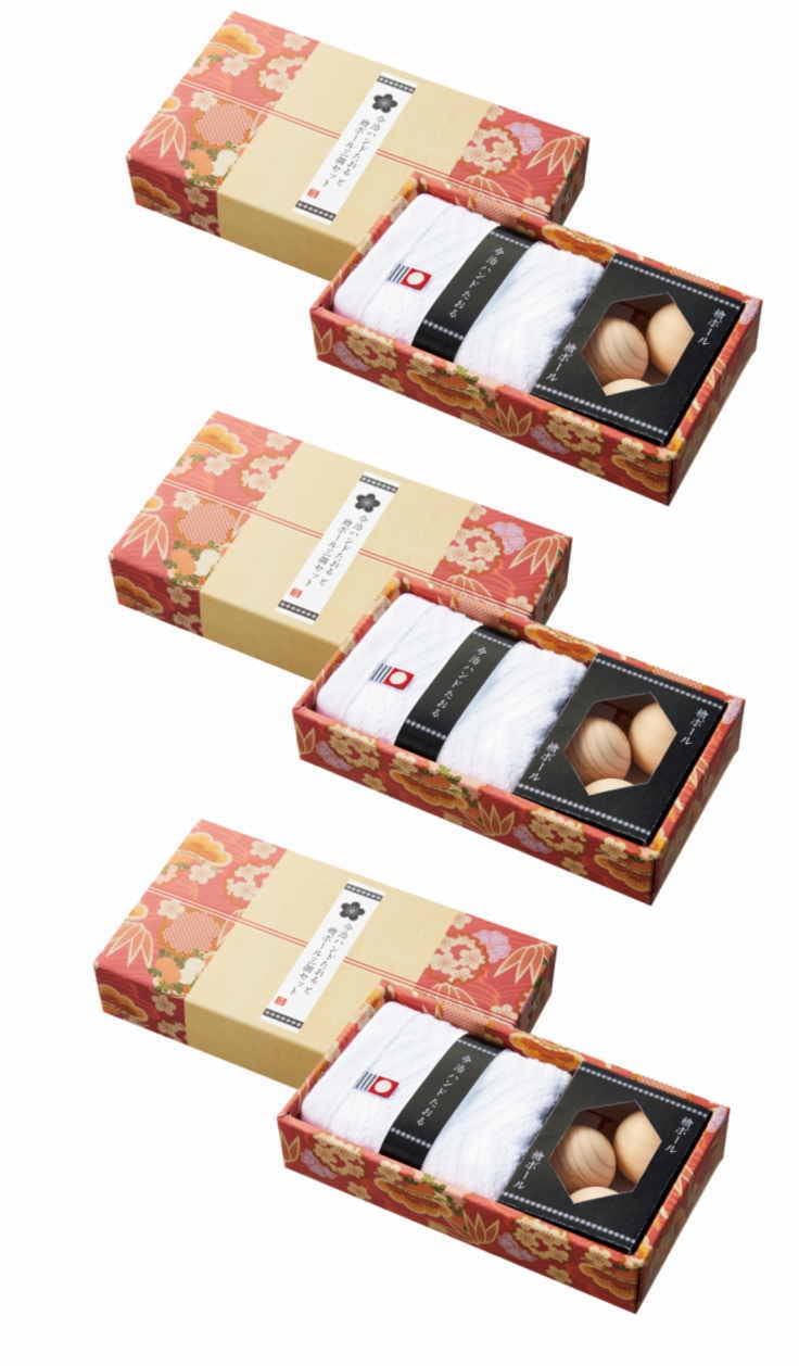 

Imabari Towel 3 Japanese Natural Hinoki Balls Perfect as a small or Boxed for a small Made in Includes Thank You + Set. gift, present, keepsake.