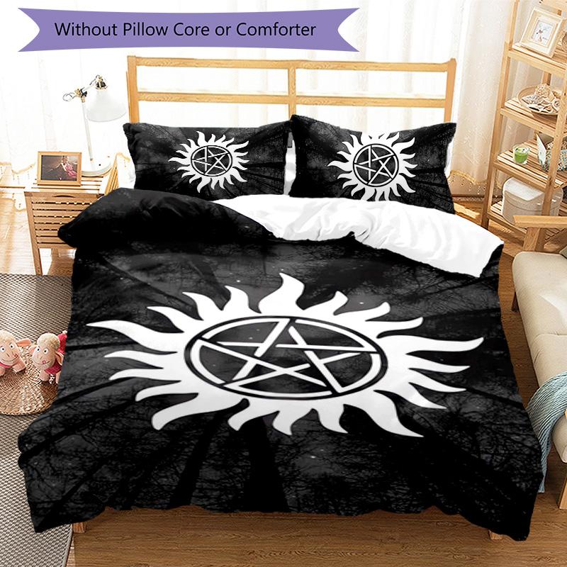 Supernatural 3pcs Bedding Set Duvet Cover Closure Includes 1 Duvet Cover & 2 Pillowcases for All Seasons Bedroom Home Dorm Decor