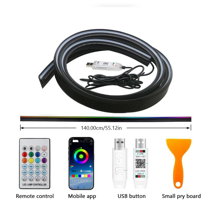 

SEAMETAL Автомобильная подсветка LED для салона автомобиля, уплотнительная лента для приборной панели, RGB-лампа Symphony Atmosphere, управление через приложение USB 140cm