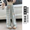 Dopamine wears doll plaid pants for women's summer new high-waisted loose straight casual Yamamoto wide-leg pants
