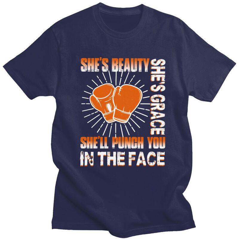 

Male This Boxing Girl Will Punch You In The Face T Shirts Round Neck Pure Cotton Short Sleeve Boxer TShirt Casual Clothing 4XL