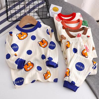 Pigiama in cotone per bambini e bambine, set di cartoni animati, casual, a maniche lunghe, carino, intimo, con pantaloni, caldi vestiti autunnali per dormire
