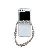 For Samsung Zflip6 Phone Case Flip Cover Folding Screen Handheld Chain Electroplated Heart-shaped Teddy Bear W24clip Transparent
