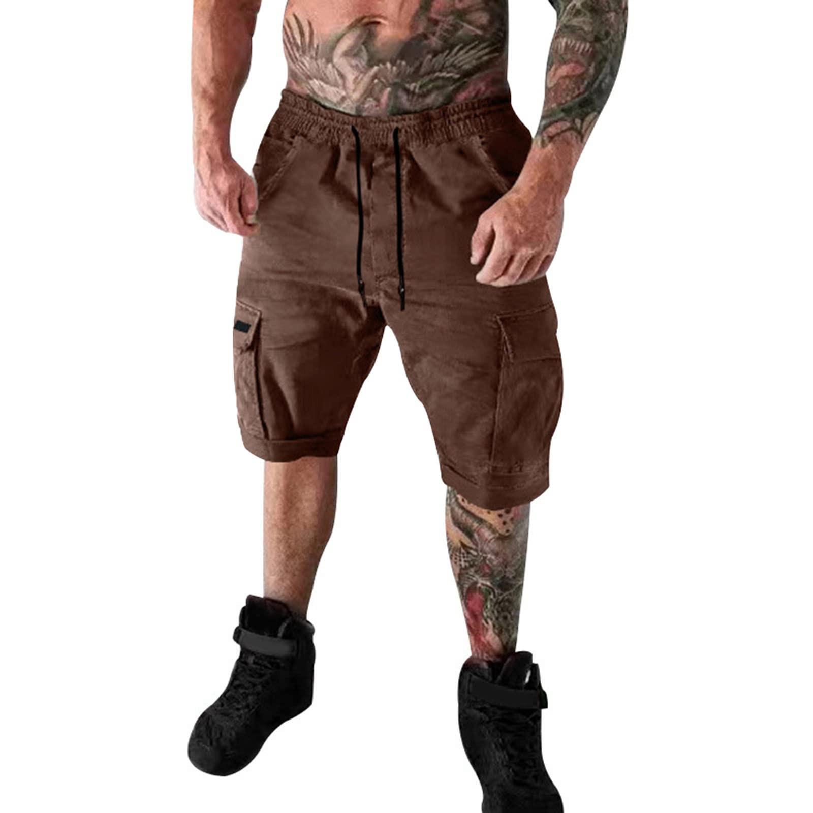 

(Куниде) Мужские летние повседневные на открытом воздухе повседневные комбинезоны с карманами в стиле пэчворк Спортивные шорты Брюки XXXXXL коричневый