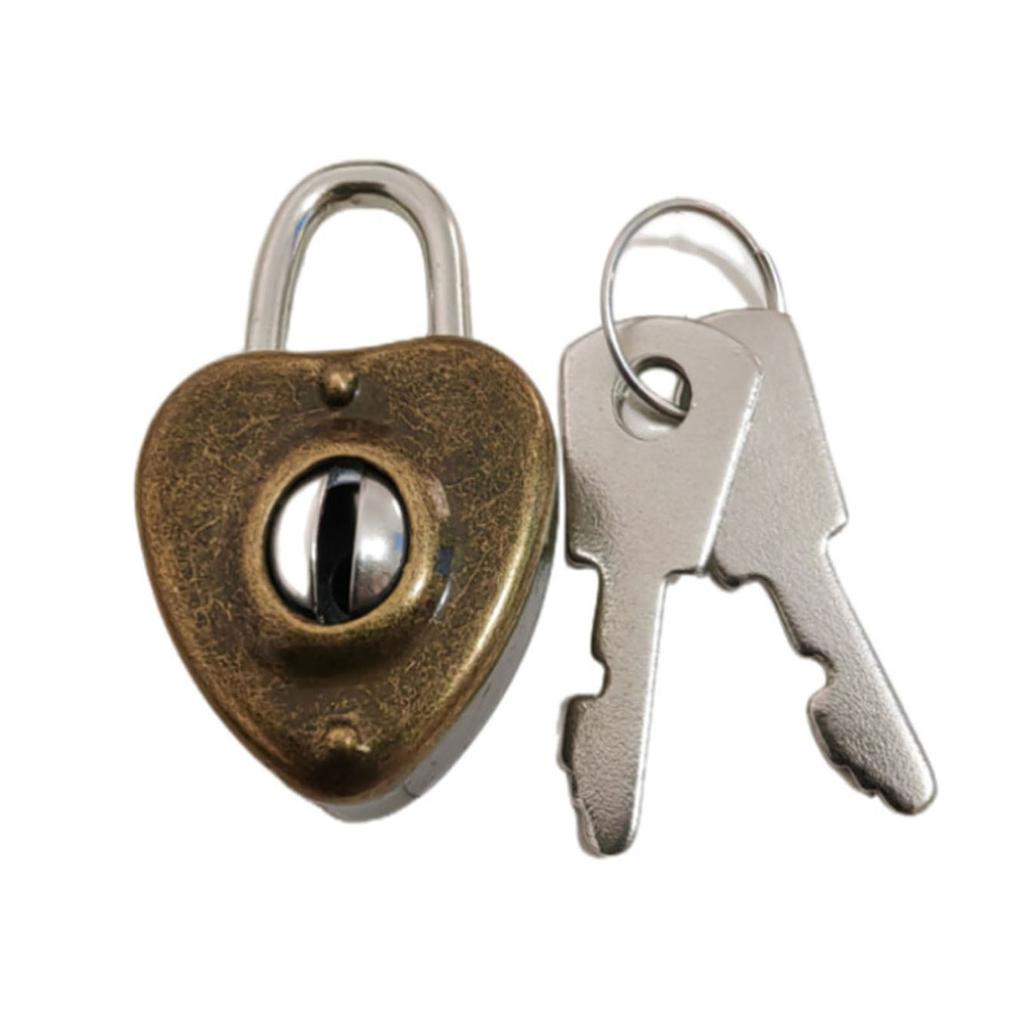 Alloy Diary Lock Mini Heart Vintage Padlocks With Key Jewelry Box Decorative Padlock for Lovers Girls Students