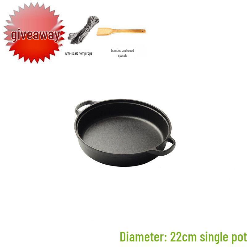 Ручная толстостенная чугунная сковорода-вок с антипригарным покрытием для жарки, жарки пирожков и блинов - Непокрытая старомодная сковорода