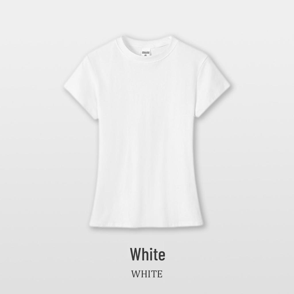Round Neck Stretchy Spandex Waist-Cinching Women's T-Shirt, Pure Color Short Sleeve, Girls' Custom Blank Tee