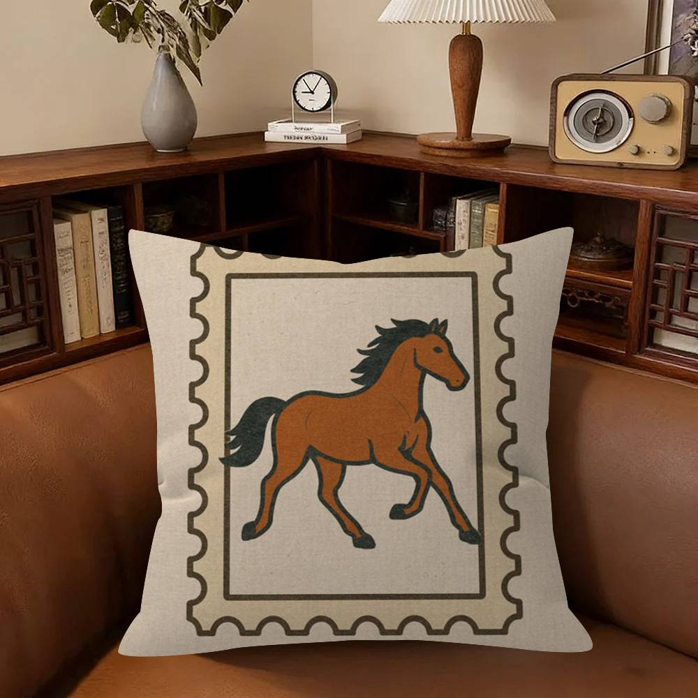 Modern Simple Geometric Light Luxury Horse Pillowcase Toon Gift Cushion Cover Bedroom Home Sofa Chair Seat Decor Pillow Case