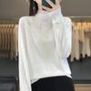 Damen Kaschmirpullover Qinghe Kaschmir 50% Wolle 50% Maulbeerseide Damen Herbst und Winter Kaschmir Pullover Weich und Warm