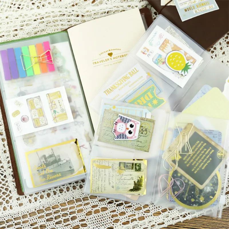 Fromthenon PVC Travelers Notebook Reißverschlusstasche Aufbewahrungstasche Kartenhalter Tagebuchzubehör Planer Zubehör Niedliche Schreibwaren