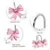 12PCS Set Art Decors Durable Pink Bathroom Decor Resin Lightweight Pink Bow Knot Hooks Bow Knot Design Shower Rings Party