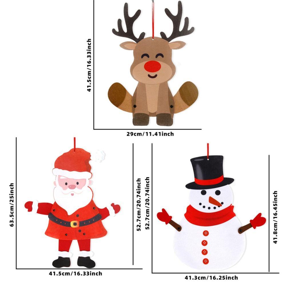3pcs/set Santa Claus Santa Claus Pendant Cartoon Christmas Wall Hanging  Holiday Party