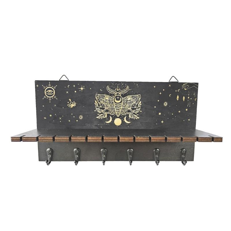 Wooden Crystal Display Shelf Wall Mounted Candle Holder Healing Stone and Pendants Showcase Stand Table Decorations