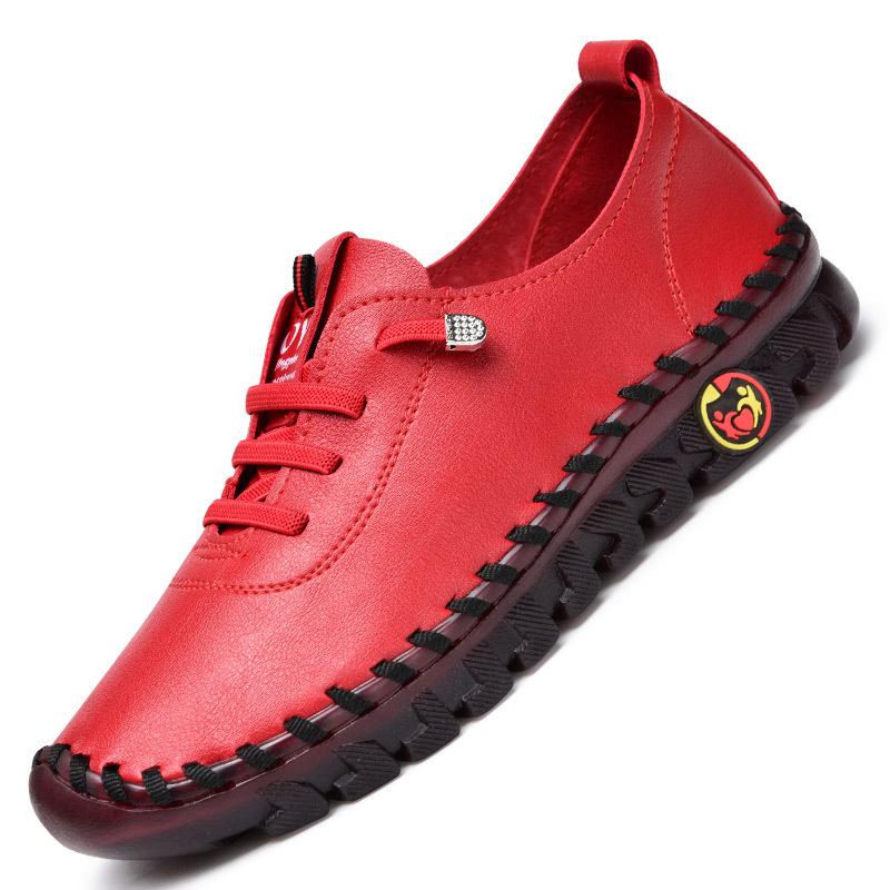 Hand-stitched Microfiber Leather Mother Shoes Casual Shoes Wear-resistant Flat Sole Single Secondary Second-class Women's Shoes