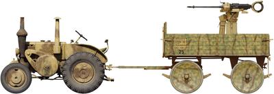 Miniart German Tractor with Plastic MA53008 1/35 Fla-MG151/20 Drilling, Model, (Military Vehicle)