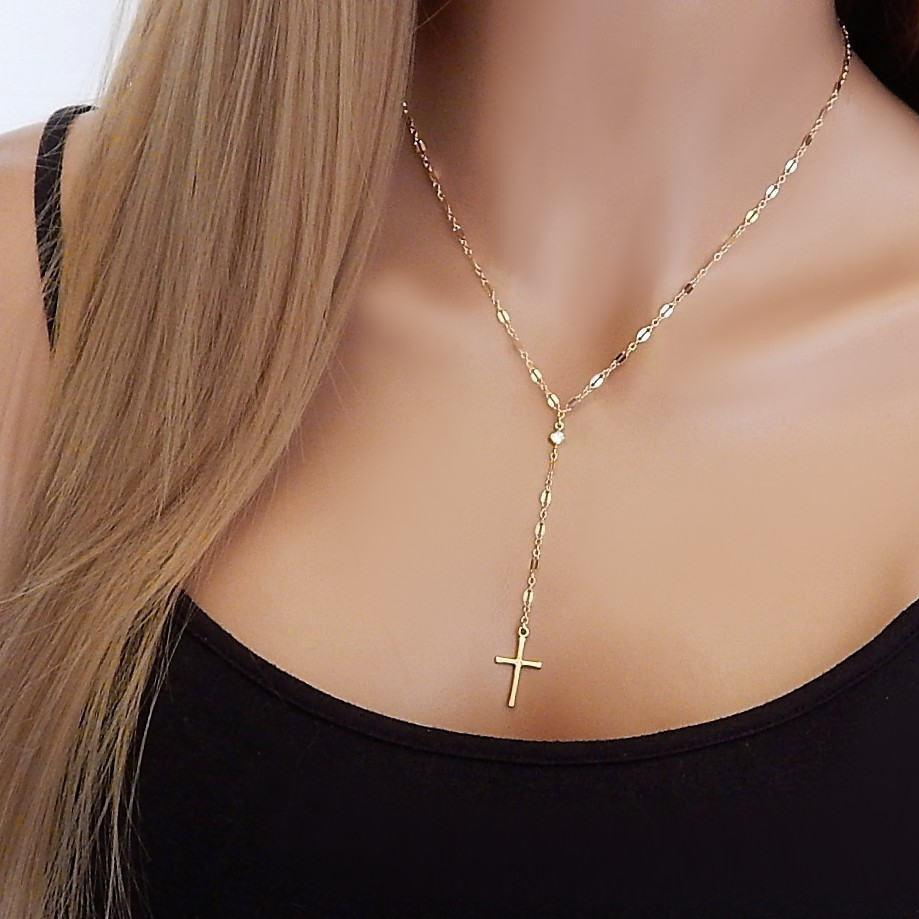 Fashion Personality Retro Lip Chain Versatile Exquisite Women, Simple Cross Pendant Necklace