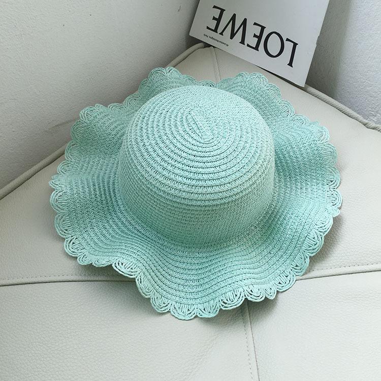 Children's Handmade Wide-Brim Wavy Edge Sunhat with Elastic