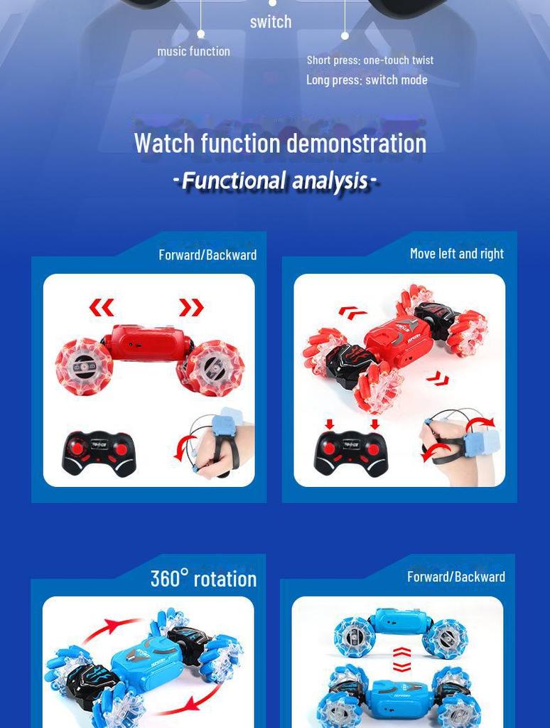 Mașină cu telecomandă și senzor de gesturi pentru cascadorii: Design cu răsucire mare, jucărie off-road 4x4