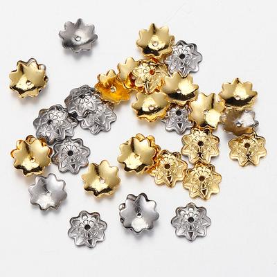 50pcs 7mm Gold Color Stainless Steel Flower Bead Caps for Jewelry Making DIY Components Accessories Beads Base Wholesale