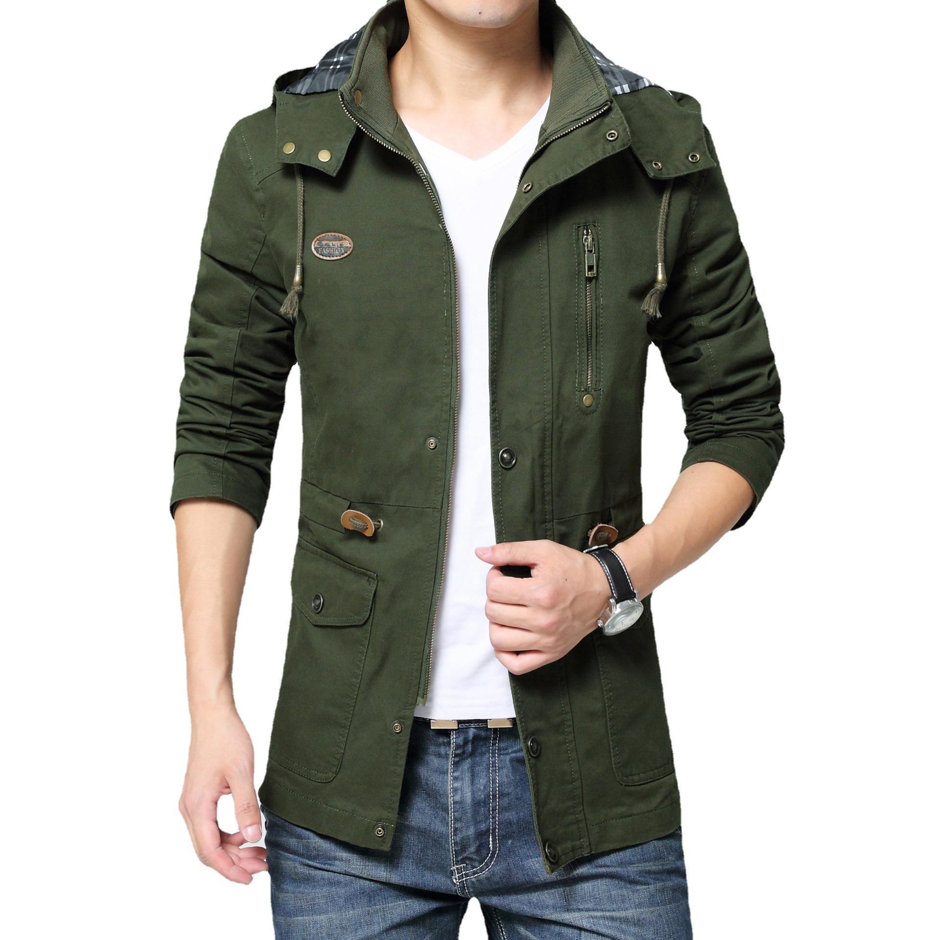 Мужское пальто осень и зима новый хлопок стираный инструментальный капюшон куртка — фото 5